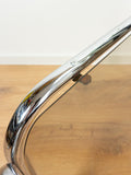 XL Square 1970s Midcentury Smoked GLASS Chromed Coffee TABLE