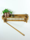 GERMAN Vintage Wooden KITCHEN SHELF, Antique Towel Holder With Ceramic Tiles
