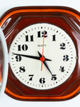 Orange Red Fancy 1970s MIDCENTURY Ceramic WALL CLOCK Made In Westgermany