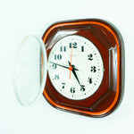 Orange Red Fancy 1970s MIDCENTURY Ceramic WALL CLOCK Made In Westgermany