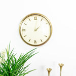 Large 1950s Midcentury BRASS Wall CLOCK With Battery Quartz Clockwork
