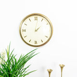 Large 1950s Midcentury BRASS Wall CLOCK With Battery Quartz Clockwork