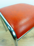 1960s Chromed Metal Red Faux-Leather Midcentury STOOL based on the BAUHAUS style