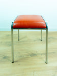 1960s Chromed Metal Red Faux-Leather Midcentury STOOL based on the BAUHAUS style