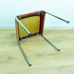 1960s Chromed Metal Red Faux-Leather Midcentury STOOL based on the BAUHAUS style
