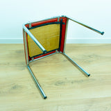 1960s Chromed Metal Red Faux-Leather Midcentury STOOL based on the BAUHAUS style