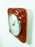 Square Red 1970s Midcentury CERAMIC WALL CLOCK by Diehl Westgermany
