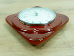 Square Red 1970s Midcentury CERAMIC WALL CLOCK by Diehl Westgermany