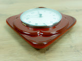 Square Red 1970s Midcentury CERAMIC WALL CLOCK by Diehl Westgermany