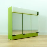 Large 1970s green mirrored ILLUMINATED MIDCENTURY Medicine CABINET by Allibert