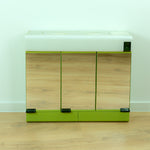 Large 1970s green mirrored ILLUMINATED MIDCENTURY Medicine CABINET by Allibert