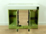 Large 1970s green mirrored ILLUMINATED MIDCENTURY Medicine CABINET by Allibert