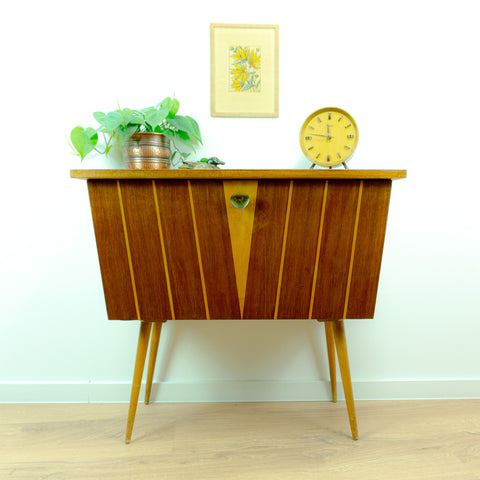 1950s Bicolor Midcentury TEAK WOOD CREDENZA Sideboard Cabinet
