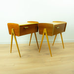 1960s Wooden MIDCENTURY Bedside Tables Sewing Boxes NIGHTSTANDS 1 of 2