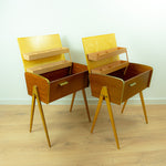 1960s Wooden MIDCENTURY Bedside Tables Sewing Boxes NIGHTSTANDS 1 of 2