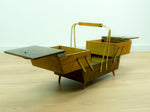 1960s Bicolor Midcentury OAK WOODEN SEWING or cantilever Jewelry Box