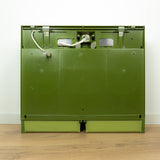Large 1970s green mirrored ILLUMINATED MIDCENTURY Medicine CABINET by Allibert