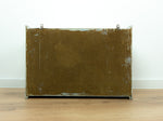 1960s midcentury KITCHEN WALL CABINET vanilla yellow blue sliding doors