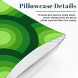 Green Peacock Eye Pattern Comforter Set: 70s Retro Queen Size Microfiber Bedding