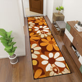 70s Flower Power Runner Rug – Midcentury White Brown Orange Multi Sizes
