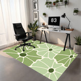 Vintage Midcentury Floral Rug without Tassels, Green White Modern Retro 70s