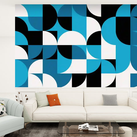 Retro Bauhaus Style Peel & Stick Wallpaper – 70s Mid Century Decor