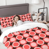 70s Retro Comforter Set: Queen Size Microfiber Bedding with Pink Circle Print
