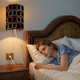 Pair of Retro Linen Shade Wall Sconces - Midcentury Modern Plug-in Lamps