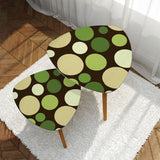 Midcentury 70s Triangle Nesting Coffee Table Set - Green Polka Dot Accent