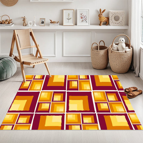 Vintage Midcentury Rug – No Tassels, Modern Retro 70s Home Decor