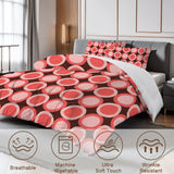 70s Retro Comforter Set: Queen Size Microfiber Bedding with Pink Circle Print