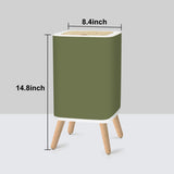 Nordic Retro Square Small Trash Can with Lid, Olive Moss Green