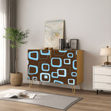 Brown Blue Atomic Midcentury Cabinet – Retro Wood Storage for Modern Homes