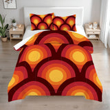 70s Retro Comforter Set: Queen Size Microfiber Bedding with Orange Circle Print