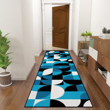 Retro 60s Bauhaus Runner Rug – Midcentury Blue White Black, Multiple Sizes