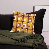 Orange Brown Retro 70s Round Rug, Boho Chenille Mid-Century Style Area Carpet