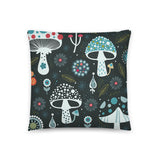Psychedelic 70s DARK MUSHROOM Pillow, Trippy Fungi Cushion Retro Mushie Hippie