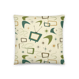 1960s Atomic Retro Pattern Premium Throw Pillow