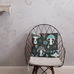Psychedelic 70s DARK MUSHROOM Pillow, Trippy Fungi Cushion Retro Mushie Hippie