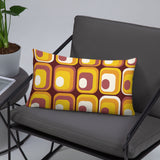 Retro 70s Midcentury Style Tripod Floor Lamp: Orange Brown Linen Shade, Remote