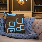 RETRO 60s Midcentury Pillow, Brown Blue Vintage Style Cushion
