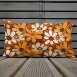 Bold Floral 70s Premium Pillow, Flower Power Midcentury Style Home Accent
