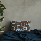 RETRO 60s Midcentury Pillow, Brown Blue Vintage Style Cushion
