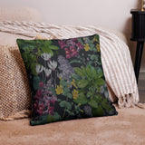 DARK VINTAGE FLOWERS Premium PILLOW, Moody Botanical Retro Garden Cushion Gift