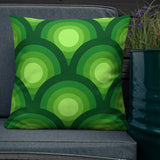 Green Peacock Eyes Pattern Premium THROW PILLOW, 70s Midcentury Accent