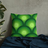 Green Peacock Eyes Pattern Premium THROW PILLOW, 70s Midcentury Accent