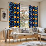 70s Retro Blackout Curtains: Blue Orange Scandi Midcentury Modern Panels