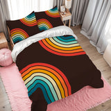 70s Disco Pattern Comforter Set: Retro Midcentury Queen Size Microfiber Bed