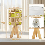 1960s Midcentury Retro Tripod Table Lamp: Green Beige Brown Linen Shade