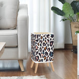 Retro Square Small Trash Can with Lid, Colorful Leopard Pattern